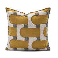 HKM-865235 Loop Velvet Geometric Pattern Pillow Cover with Four Fur Balls, 45x45cm and 30x50cm Options