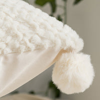 HKM-865235 Loop Velvet Geometric Pattern Pillow Cover with Four Fur Balls, 45x45cm and 30x50cm Options