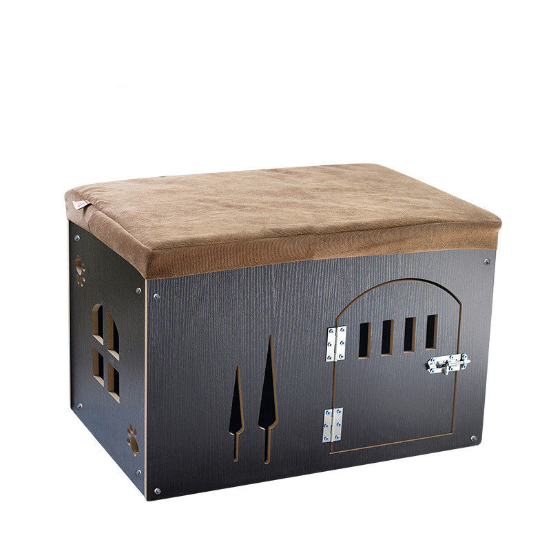 HKM-865235 Removable and Washable Wooden Pet House for All Seasons, Square Design