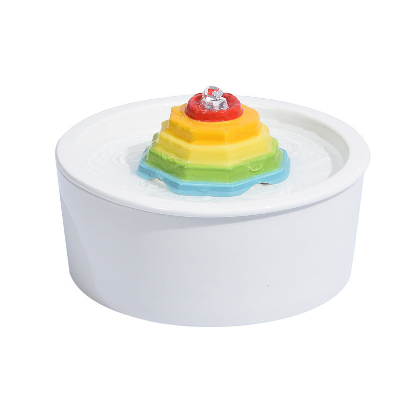 HKM-865299 Colorful Red Pagoda Ceramic Pet Water Dispenser Fountain for Cats and Dogs