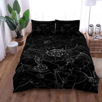 HKM-865427 Gothic Bat Digital Print Quilt Cover Set with Pillowcases – Available in Multiple Sizes