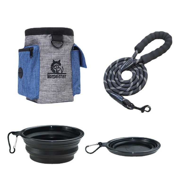 HKM-865619 Pet Training Set with Rope, Training Bag, and Collapsible Dog Bowl - Multiple Color Options Available