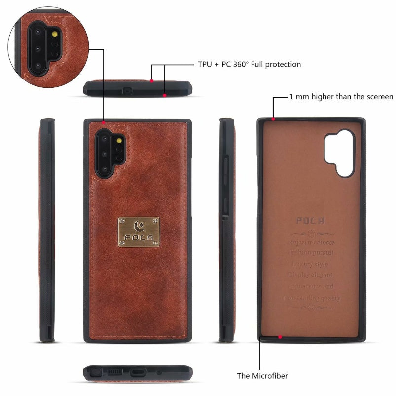 HKM-865683 Mobile Phone Zipper Wallet - Fashionable PU Leather Case for Samsung and iPhone Models in Black, Brown, Red, and Pink