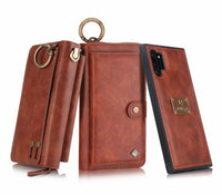 HKM-865683 Mobile Phone Zipper Wallet - Fashionable PU Leather Case for Samsung and iPhone Models in Black, Brown, Red, and Pink