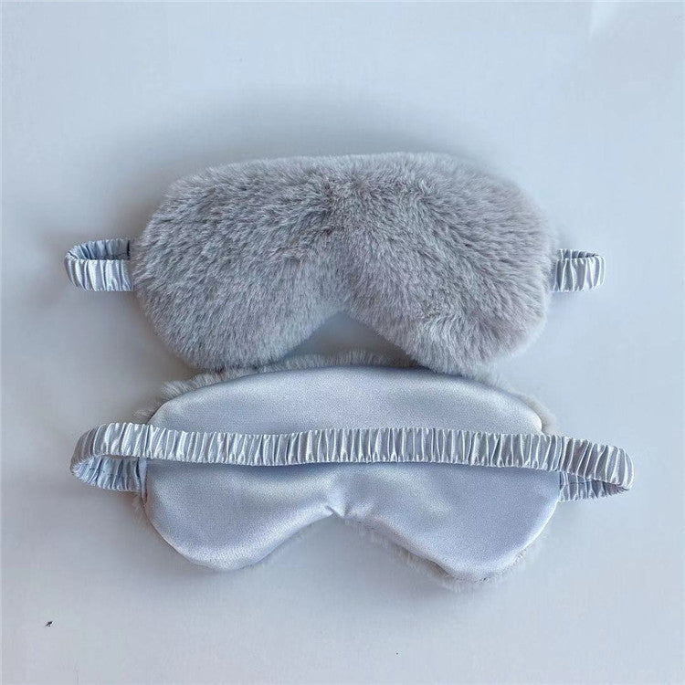 HKM-865747 Soft Imitation Rabbit Hair Plush Eye Mask for Comfortable Sleep and Relaxation