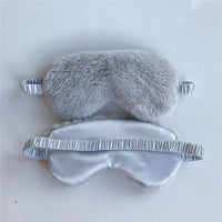 HKM-865747 Soft Imitation Rabbit Hair Plush Eye Mask for Comfortable Sleep and Relaxation