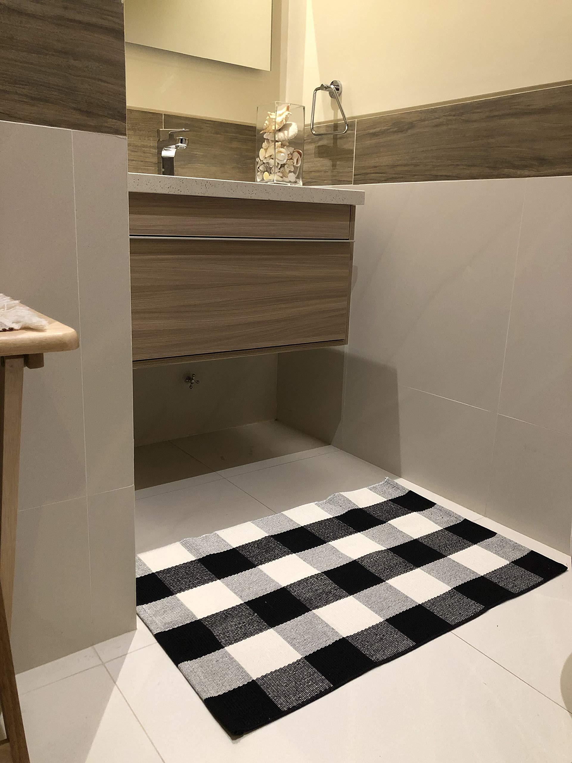 HKM-865811 Cotton Buffalo Plaid Area Rugs - Available in 60x90cm and 60x130cm Sizes