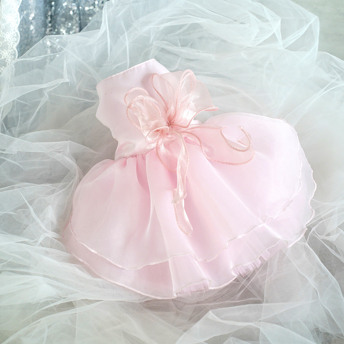 HKM-865875 Pet Wedding Dress Skirt Gown in White, Pink, and Green for Special Occasions