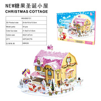 HKM-866259 3D Christmas Train Paper Puzzle Model with Lights for Creative Assembly and Play