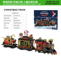 HKM-866259 3D Christmas Train Paper Puzzle Model with Lights for Creative Assembly and Play