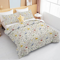 HKM-866259 Mushroom Print Microfiber Comforter Set with Shams - Twin, Full, Queen, King Sizes Available