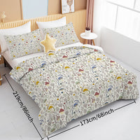 HKM-866259 Mushroom Print Microfiber Comforter Set with Shams - Twin, Full, Queen, King Sizes Available