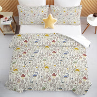 HKM-866259 Mushroom Print Microfiber Comforter Set with Shams - Twin, Full, Queen, King Sizes Available