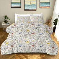 HKM-866259 Mushroom Print Microfiber Comforter Set with Shams - Twin, Full, Queen, King Sizes Available