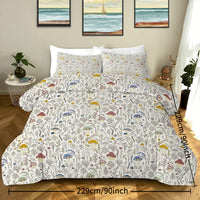 HKM-866259 Mushroom Print Microfiber Comforter Set with Shams - Twin, Full, Queen, King Sizes Available