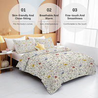 HKM-866259 Mushroom Print Microfiber Comforter Set with Shams - Twin, Full, Queen, King Sizes Available