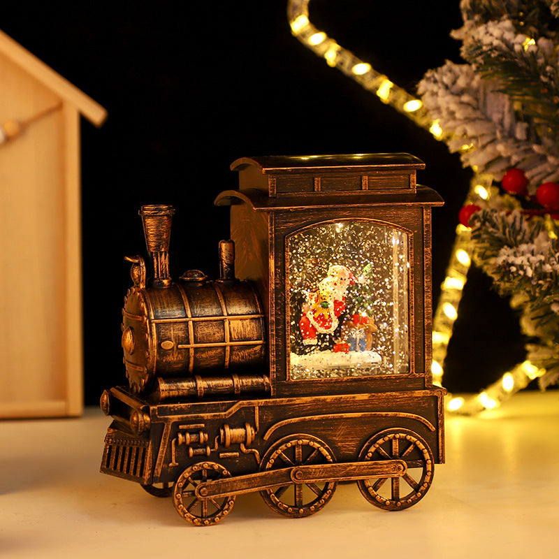 HKM-866387 Luminous Christmas Train Decoration with Music and Warm White Light
