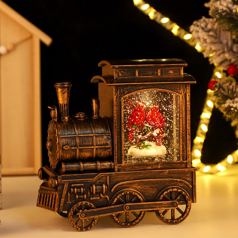 HKM-866387 Luminous Christmas Train Decoration with Music and Warm White Light