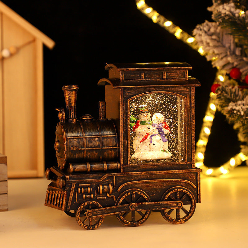 HKM-866387 Luminous Christmas Train Decoration with Music and Warm White Light