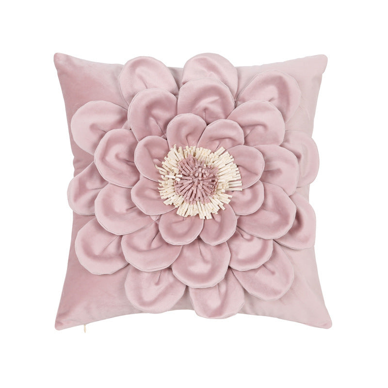 HKM-866387 Three-Dimensional Embroidered Flannel Pillowcase with Floral Design - 45x45cm