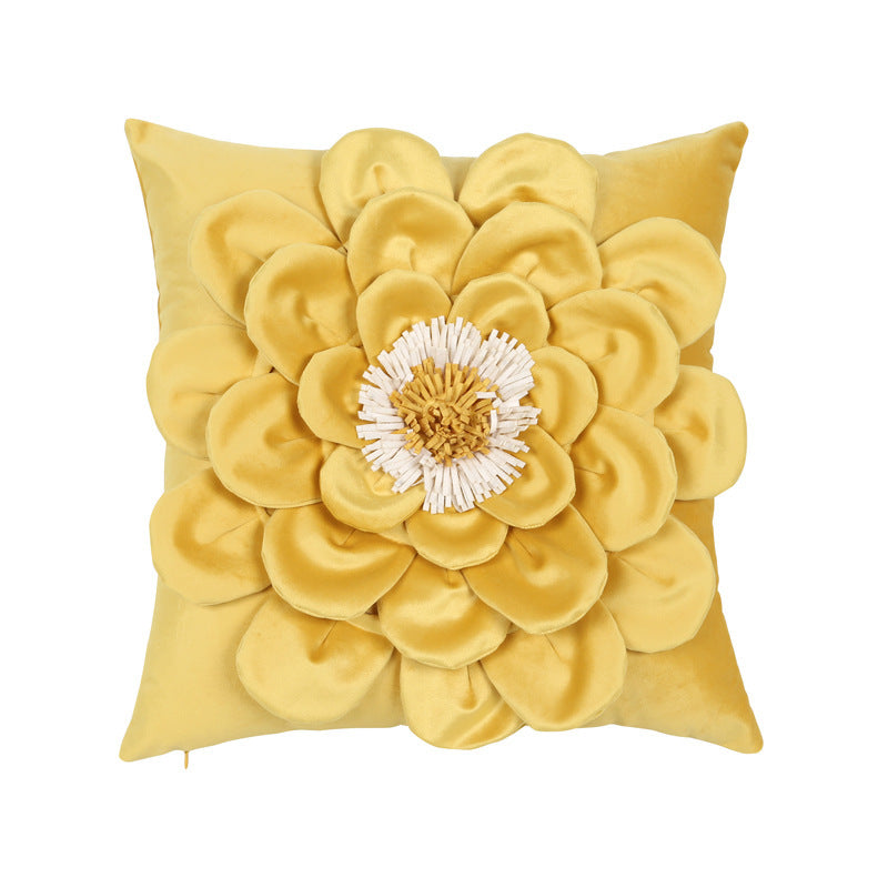 HKM-866387 Three-Dimensional Embroidered Flannel Pillowcase with Floral Design - 45x45cm