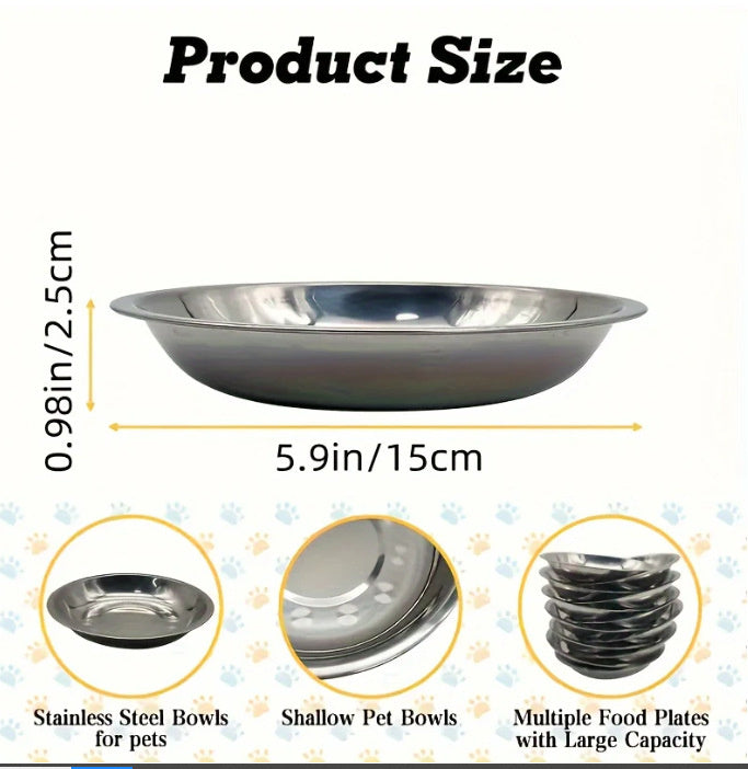 HKM-866451 Stainless Steel Cat Feeding Bowl and Plate Set - Multiple Sizes Available