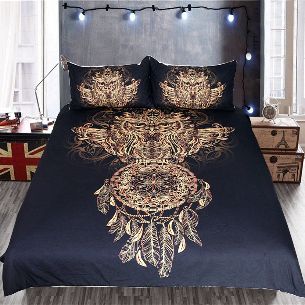 HKM-866579 Owl Wind Chimes Bedding Set - Duvet Cover and Pillow Shams in Various Sizes