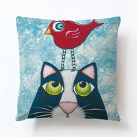 HKM-866643 Modern Cartoon Cat Pillowcase in Linen – 45x45cm Cushion Cover for Cozy Decor