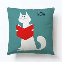 HKM-866643 Modern Cartoon Cat Pillowcase in Linen – 45x45cm Cushion Cover for Cozy Decor