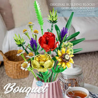 HKM-867155 Sunflower Bouquet 3D Block Ornament DIY Assembly Kit for Ages 8 and Up