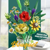 HKM-867155 Sunflower Bouquet 3D Block Ornament DIY Assembly Kit for Ages 8 and Up