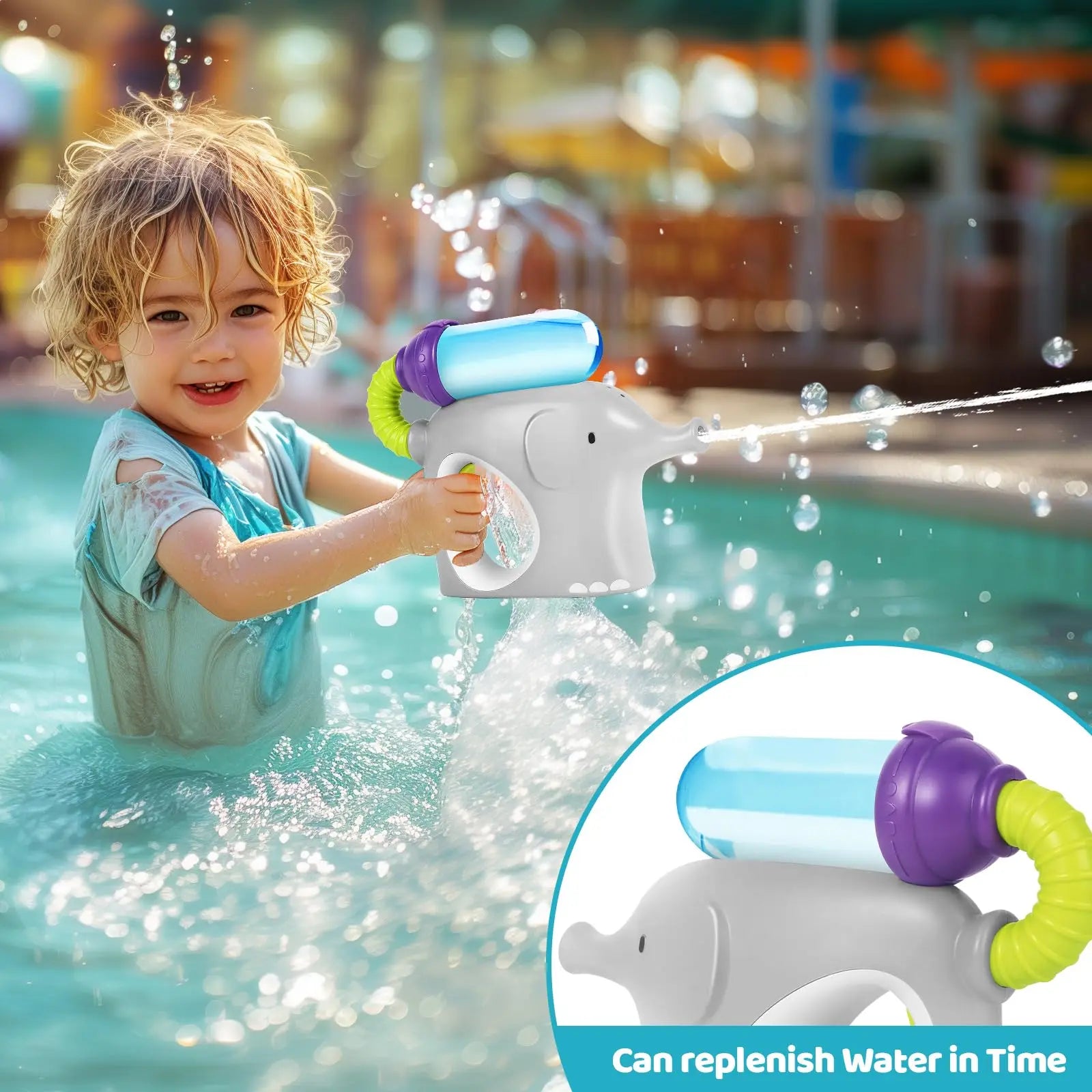 HKM-867219 Cute Electric Elephant Water Shooter Toy for Kids with Tanks