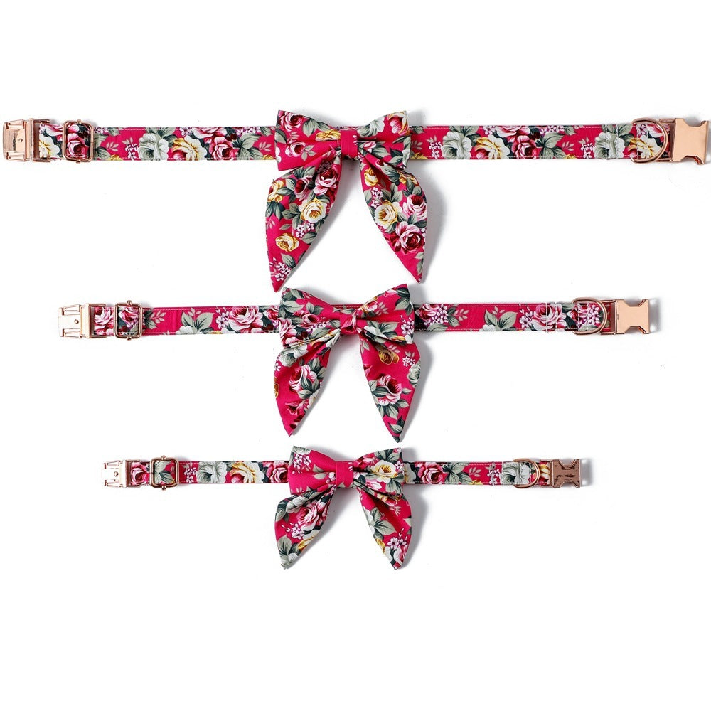 HKM-867283 Cotton Rose Gold Buckle Dog Collar