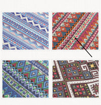 HKM-867411 National Wind Series Cotton and Hemp Throw Pillow - Red, Blue, and Multi-Color Options