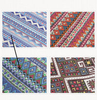 HKM-867411 National Wind Series Cotton and Hemp Throw Pillow - Red, Blue, and Multi-Color Options