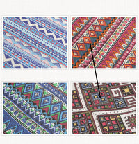 HKM-867411 National Wind Series Cotton and Hemp Throw Pillow - Red, Blue, and Multi-Color Options
