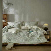 HKM-867411 Plant and Flower Print Cotton and Linen Four-Piece Bed Sheet Set