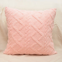 HKM-867475 Plush Jacquard Cut Flower Pillow Cover - Solid Color & Geometric Patterns