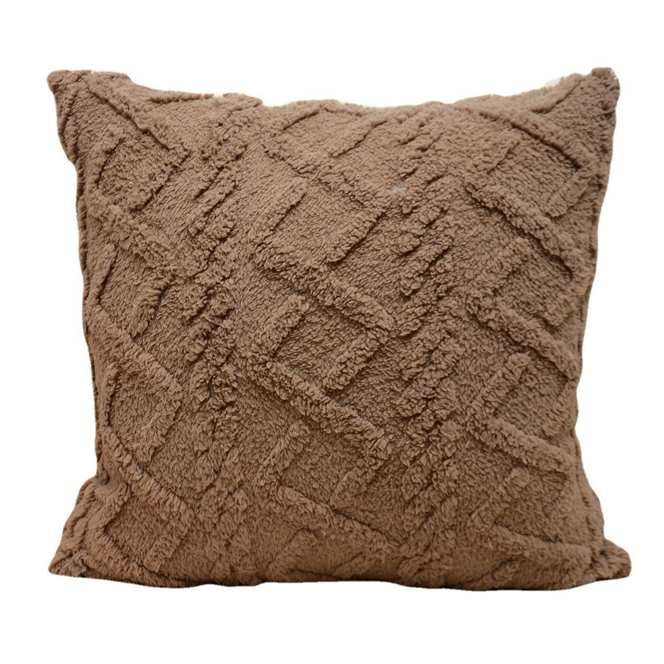 HKM-867475 Plush Jacquard Cut Flower Pillow Cover - Solid Color & Geometric Patterns
