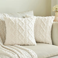 HKM-867475 Plush Jacquard Cut Flower Pillow Cover - Solid Color & Geometric Patterns