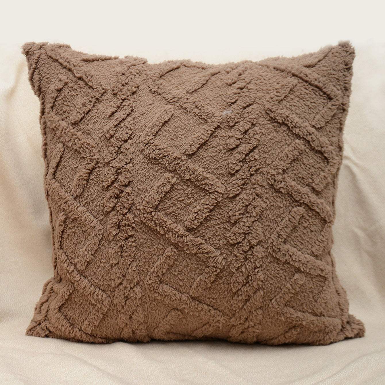 HKM-867475 Plush Jacquard Cut Flower Pillow Cover - Solid Color & Geometric Patterns