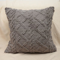 HKM-867475 Plush Jacquard Cut Flower Pillow Cover - Solid Color & Geometric Patterns