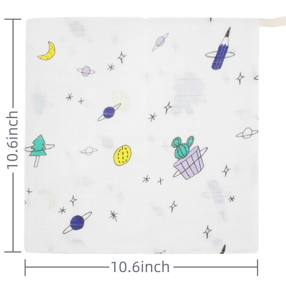 HKM-867731 Double Layer Bamboo Cotton Baby Gauze Saliva Towel with Various Fun Patterns for Infants and Toddlers