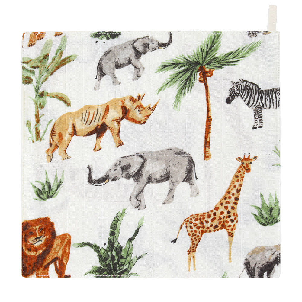 HKM-867731 Double Layer Bamboo Cotton Baby Gauze Saliva Towel with Various Fun Patterns for Infants and Toddlers