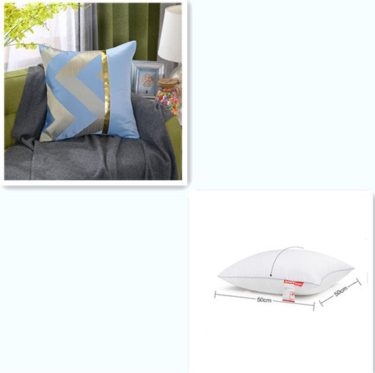 HKM-867859 Light Luxury Striped Silk Pillowcase with PP Cotton Filling