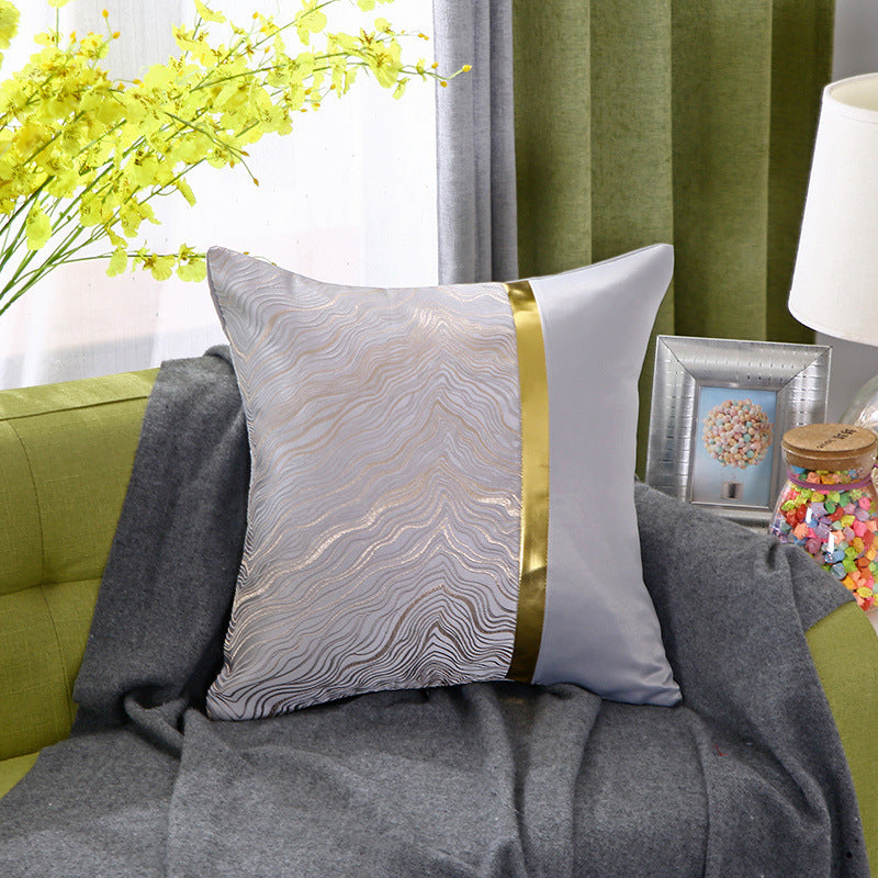 HKM-867859 Light Luxury Striped Silk Pillowcase with PP Cotton Filling