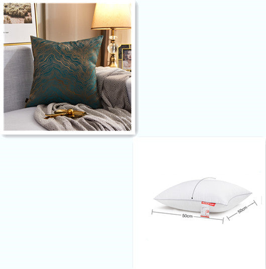 HKM-867859 Light Luxury Striped Silk Pillowcase with PP Cotton Filling