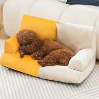 HKM-867859 Navy Blue and Beige Double Stitch Pet Sofa with High Backrest for Comfortable Rest