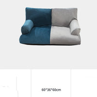 HKM-867859 Navy Blue and Beige Double Stitch Pet Sofa with High Backrest for Comfortable Rest