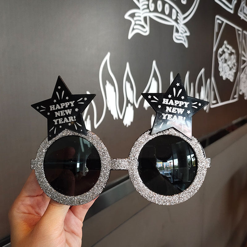 HKM-867859 New Year’s Day Funny Glasses Props – Various Designs Including Four-Leaf Clover, Birthday Styles, and More